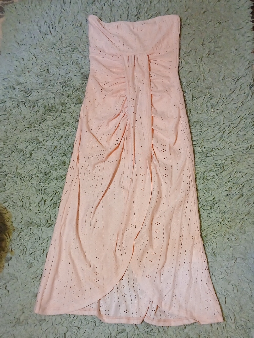 CHICME Peach Strapless Eyelet Dress